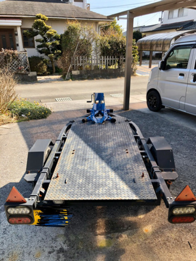 お取引決まりました。軽トレーラー　バイク　フラット　牽引　レース　福岡　引き取り限定