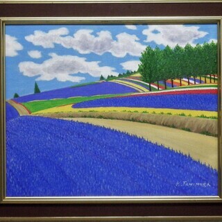 ☆美瑛・マイルドセブンの丘とラベンダー・谷村一男作・肉筆油彩画・4