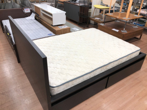 【IKEA】ダブルベッド マットレス付き マットレス未使用品