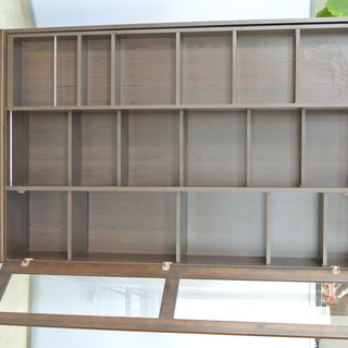 木目調 スライド式本棚 高さ調整可 ダークブラウン スライド書棚 エレガンス オープンタイプ 大丸大工　書斎の画像