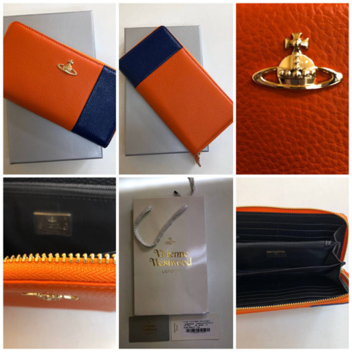 【新品•正規品】ヴィヴィアンウエストウッド バッグ&長財布財布（オレンジ×ブルー）セット