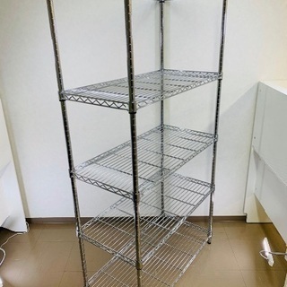 ※直引取　美品！スチールラック　飾り棚　棚　可動式　シルバー