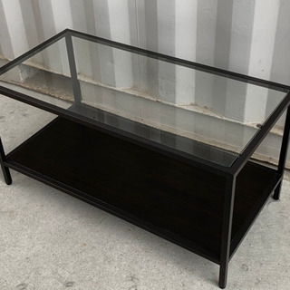 格安で！IKEA ネストテーブル2点セット◇VITTSJO◇コーヒーテーブル◇ブラックブラウン◇ガラスの画像