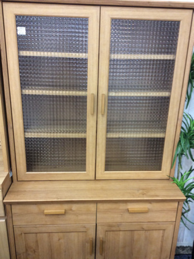 食器棚 ユーアイ ブラウン ハガレあり 二枚扉 ナチュラル