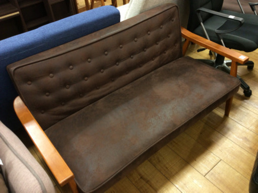 2人掛けソファ ブラウン 合皮 程度B