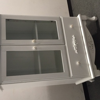 シャビーシック　猫脚　キャビネット　棚　アンティーク　シェルフ　フレンチカントリー　店舗什器　ディスプレイ　ホワイト家具の画像