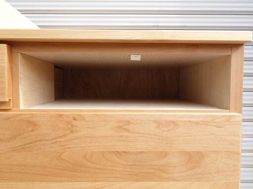 美品★人に優しい家具★国産 天然木材 ハイチェスト★幅900×奥行445×高さ980mm★自然塗装 オープンレール★モニカ90/タンス
