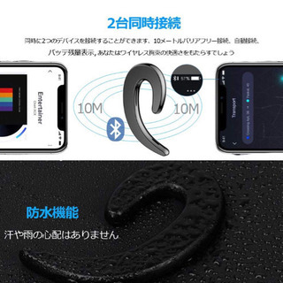 【新品未使用】ワイヤレスBluetoothイヤホン, 超軽量 4.2 完全ワイヤレス Bluetooth ヘッドホン 耳かけ式 片耳 無線 ブルートゥース イヤホン 左右耳兼用 自動ペアリング 高音質 マイク内蔵 低騒音 ハンズフリー通話 IPX6防水 8時間連続再生 iPhone/iPad/Android多機種対応 (ブラック)の画像