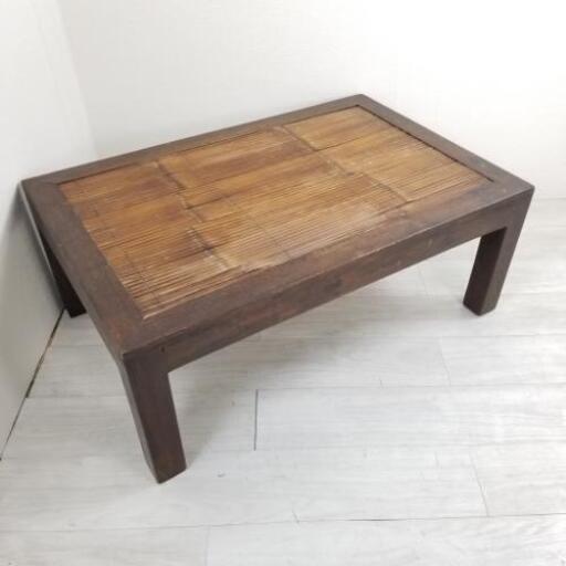 中古 店舗近郊送料格安 アジアン バンブー テーブル 幅90cm×奥60cm×高35cm