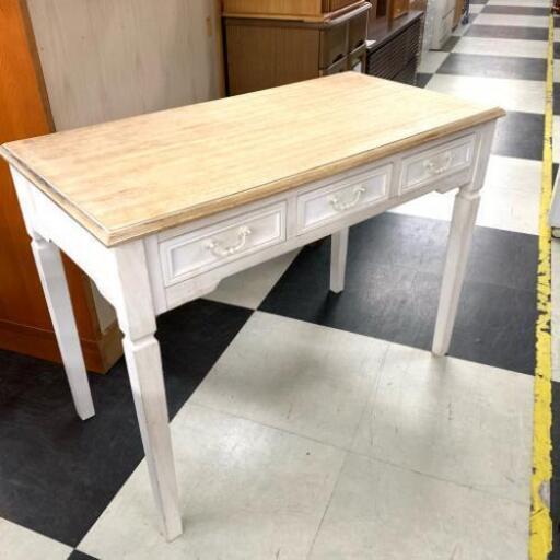 中古 アンティーク調デスク！粗く塗装してある感じと中古の程よい傷の感じがまたGOOD！ 幅100cm×奥50cm×高74cm