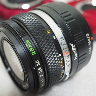 売約済【クラシックレンズ＋マクロ撮影スターターキット】オリンパス G.ZUIKO 28mm F3.5＋接写リング(7、14、25mm)＋OM－マイクロフォーサーズ マウント変換アダプタの画像