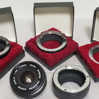 売約済【クラシックレンズ＋マクロ撮影スターターキット】オリンパス G.ZUIKO 28mm F3.5＋接写リング(7、14、25mm)＋OM－マイクロフォーサーズ マウント変換アダプタの画像