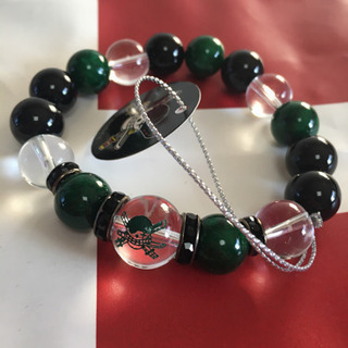 【新品】ONE PIECE 天然石ブレスレット【ゾロ】緑　大玉の画像