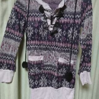 色違い２点セット☆フード付きニット(丈長め)の画像