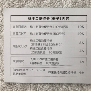東急 株主優待券の画像