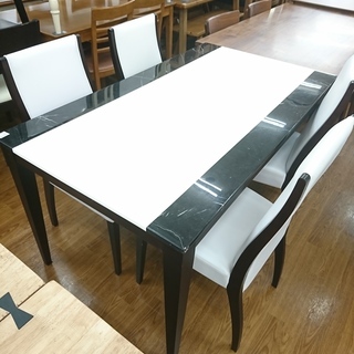 筑波産商　天然石ダイニング5点セット　【トレファク　川越店】
