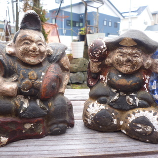 恵比寿・大黒の土人形(中古品)