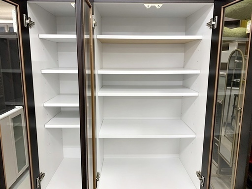美品 食器棚 茶色
