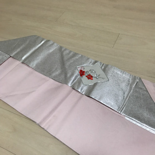 名古屋帯 正絹 仕立て上がり 銀糸　刺繍