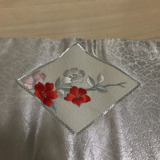 名古屋帯 正絹 仕立て上がり 銀糸　刺繍の画像