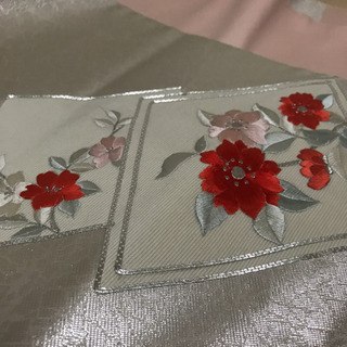 名古屋帯 正絹 仕立て上がり 銀糸　刺繍の画像