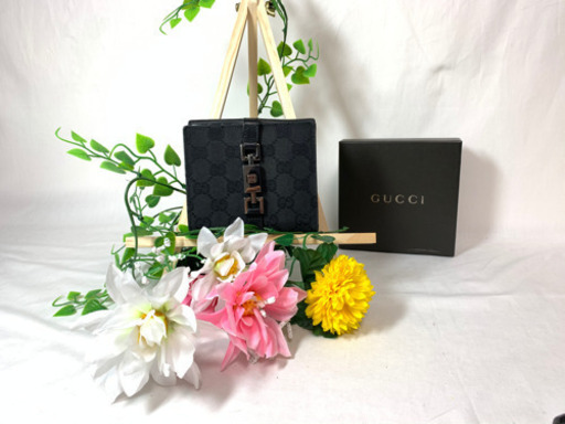 GUCCI グッチ　ジャッキー　ダブルホック二つ折り財布　GGキャンパス