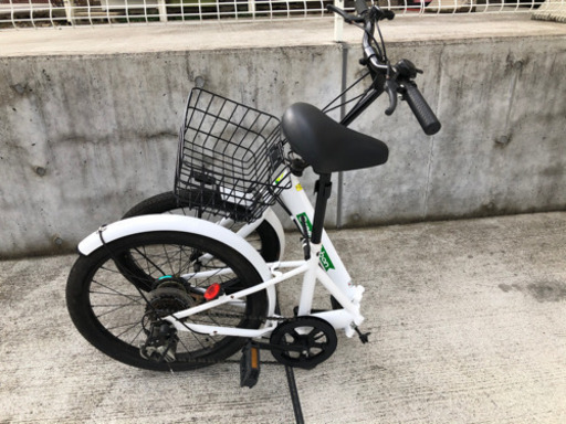 6段変速 20インチ 折りたたみ自転車 ホワイト