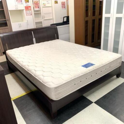中古 店舗近郊送料格安 ダブルベッド ワイドタイプ ブラウン BR 幅214ｃｍ×奥154ｃｍ×高85cm