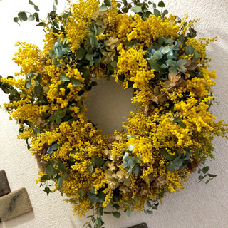 受注制作ミモザのリースの画像