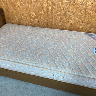 引出付きシングルベッド ダークブラウン