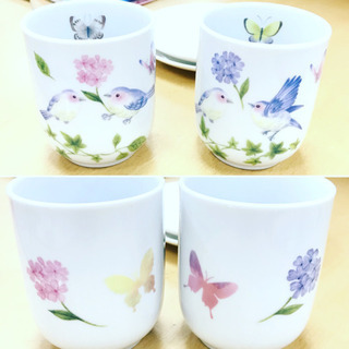 ポーセラーツレッスンでペアの湯呑みを作られました(*^^*)