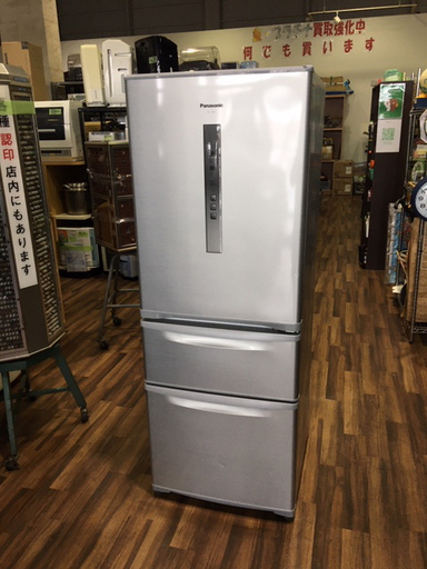 【苫小牧バナナ】2013年製 パナソニック/Panasonic 321L冷蔵庫 右開き NR-C32BM-S シルバー系 ファミリー向け 清掃済み