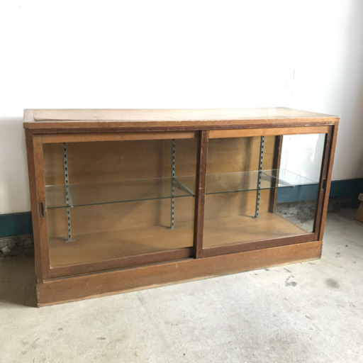 ガラスケース 木枠 棚 飾り棚 ショーケース  陣列 店舗什器 アトリエ 昭和