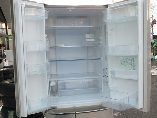 【苫小牧バナナ】2009年製 パナソニック/Panasonic 426L冷蔵庫 両開き NR-F433T-N シルバー系 ファミリー向