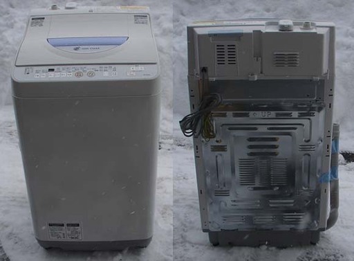 カード決済対応！20N0039 C 札幌発 引取歓迎 SHARP/シャープ ES-TG55L 電気洗濯乾燥機 5.5kg 2013年製 全自動洗濯機 中古