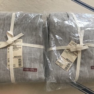 【未使用品】MUJI 麻平織プリーツカーテン100x178 ２枚セット