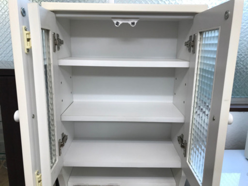 【リサイクルサービス八光　田上店配達・設置OK】ホワイト　スリムタイプ　食器棚