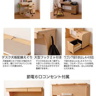 ヒノキの机　ポライト　機能紹介