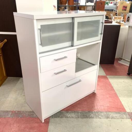 中古 店舗近郊送料格安 ユーアイ NEO ミドルキッチンボード MR-120 WH ホワイト 食器棚 幅89cm×奥44cm×高100cm