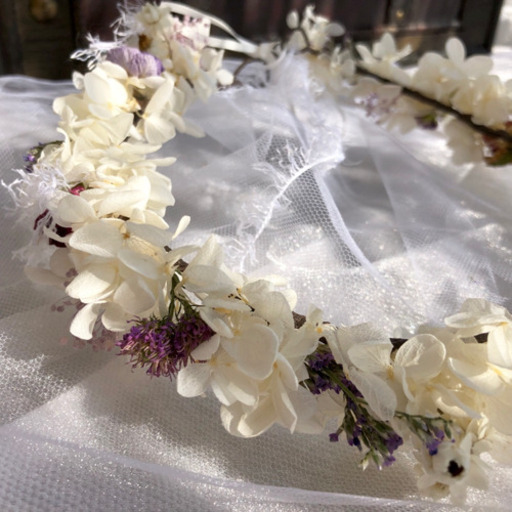 受注制作ナチュラル花かんむりホワイト