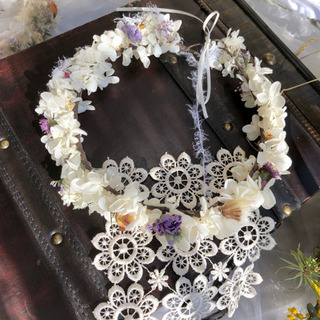 受注制作ナチュラル花かんむりホワイト
