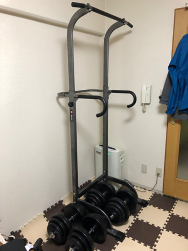 【筋トレ器具一式】懸垂器具、ダンベル20kg×4