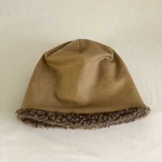 新品未使用 マチュアーハのボア付きフードキャップ ベージュ×ブラウン