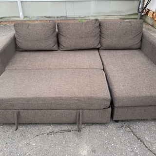 定価7万円以上！ニトリ カウチソファ ブラウン 3人掛け L字 布張り NITORI ソファベッド ノアーク BR 中古の画像