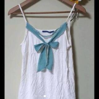 急募🔊 ◀️ジ エンポリアム▶️リボン ドット グリーン系 フリフリ キャミソールM❓の画像