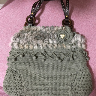 毛糸のバッグ　グレー