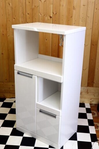 ⑪ミニレンジボード 600×415×1200 ホワイト スライド キッチン コンセント2つ付き　配達可能　単身様　住まい
