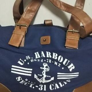 U.S.HARBOUR 帆布の厚手バッグ 紺色の画像
