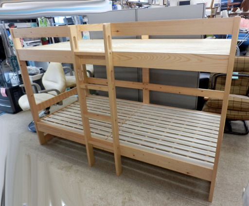 木製 2段ベッド ナチュラル 高さ138cm シングル スノコ フレーム  低め 天然目 無垢 ２段 二段 ペイペイ対応 札幌市西区西野