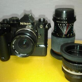 ニコンフィルム式一眼レフ、28、50mm.70-210mm連写モーター